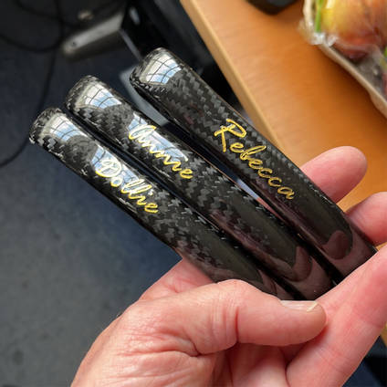 Carbon Fibre Handbag Trio Handle with Lettering