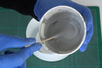 Measuring, mixing and pouring the silicone and catalyst