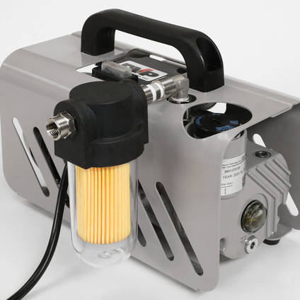EC4 Compact Composites Vacuum Pump shown with optional VF05 Vacuum Pump Filter