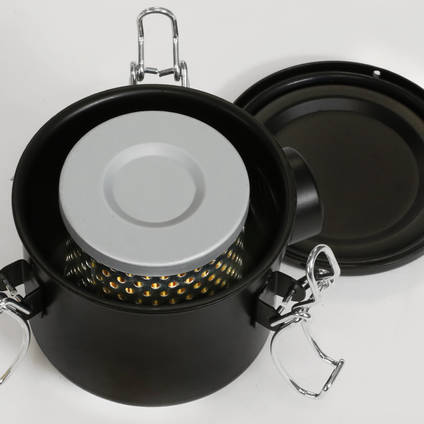 VA-VF2 Vacuum Pump Filter 1/2" BSP Fitted to EC20 Industrial Vacuum Pump with Open Lid Showing Filter Element